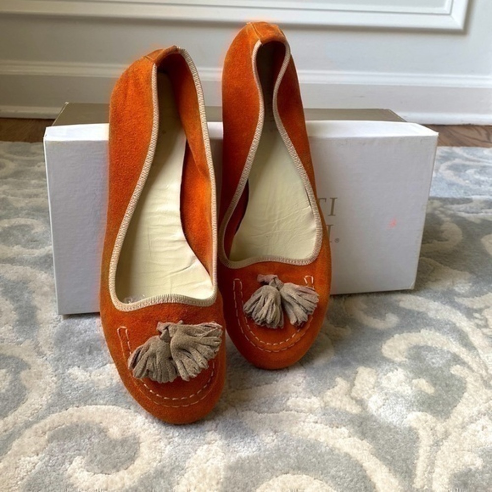 Mercanti Fiorentini Orange Suede Tassel Moccasins
